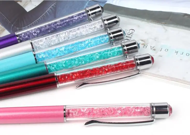 Diamond on Top Crystal Pen Metal case gift elements Crystal Ballpoint Pen stylo For office school wedding