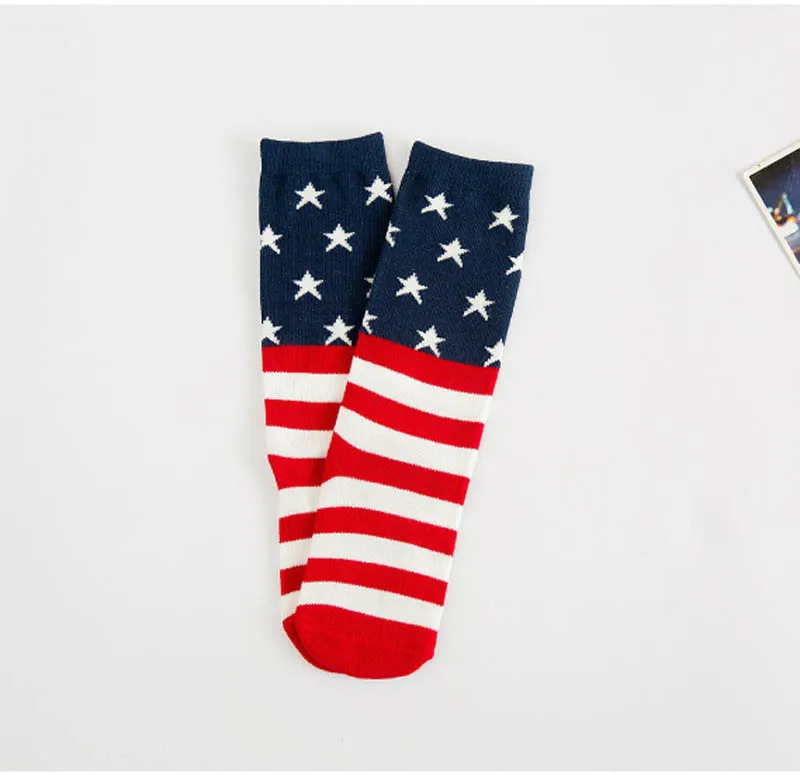 Newborn Kids Girl Boy  Stripes stars American flag pattern Anti-slip Knee High Socks Baby Socks for toddler boys/girls image 3