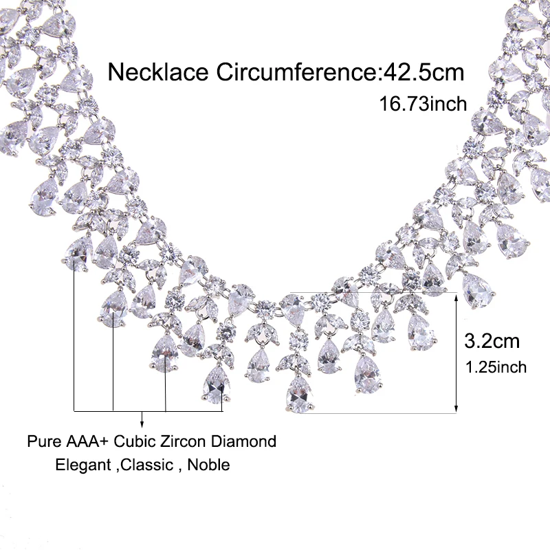 Nigerian Wedding African Beads Jewelry Sets For Women AAA Cubic Zircon Necklace Bridal Parure Bijoux Femme Mariage AS116