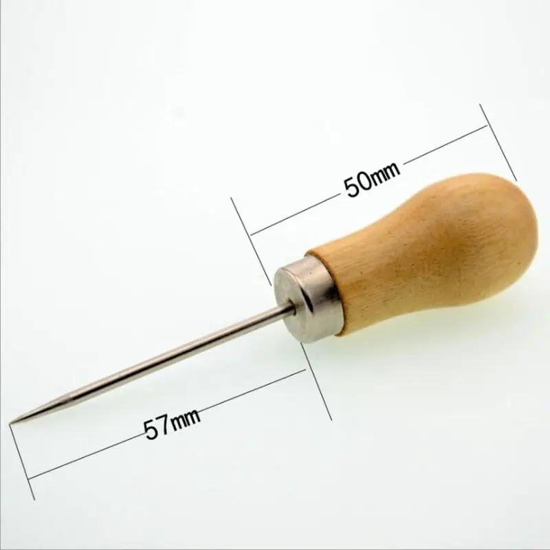 5pcs/lot Wooden Handle Awl Positioning Drill Tools Leather Hole Puncher Stitching DIY Tailor Sewing Needles Accessories Supplier