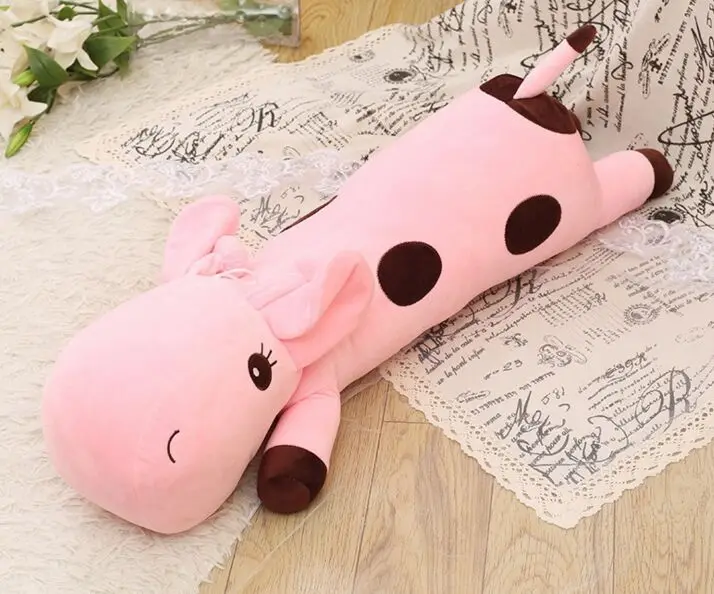 

middle lovely plush lying giraffe toy new pink giraffe doll gift about 90cm 2699