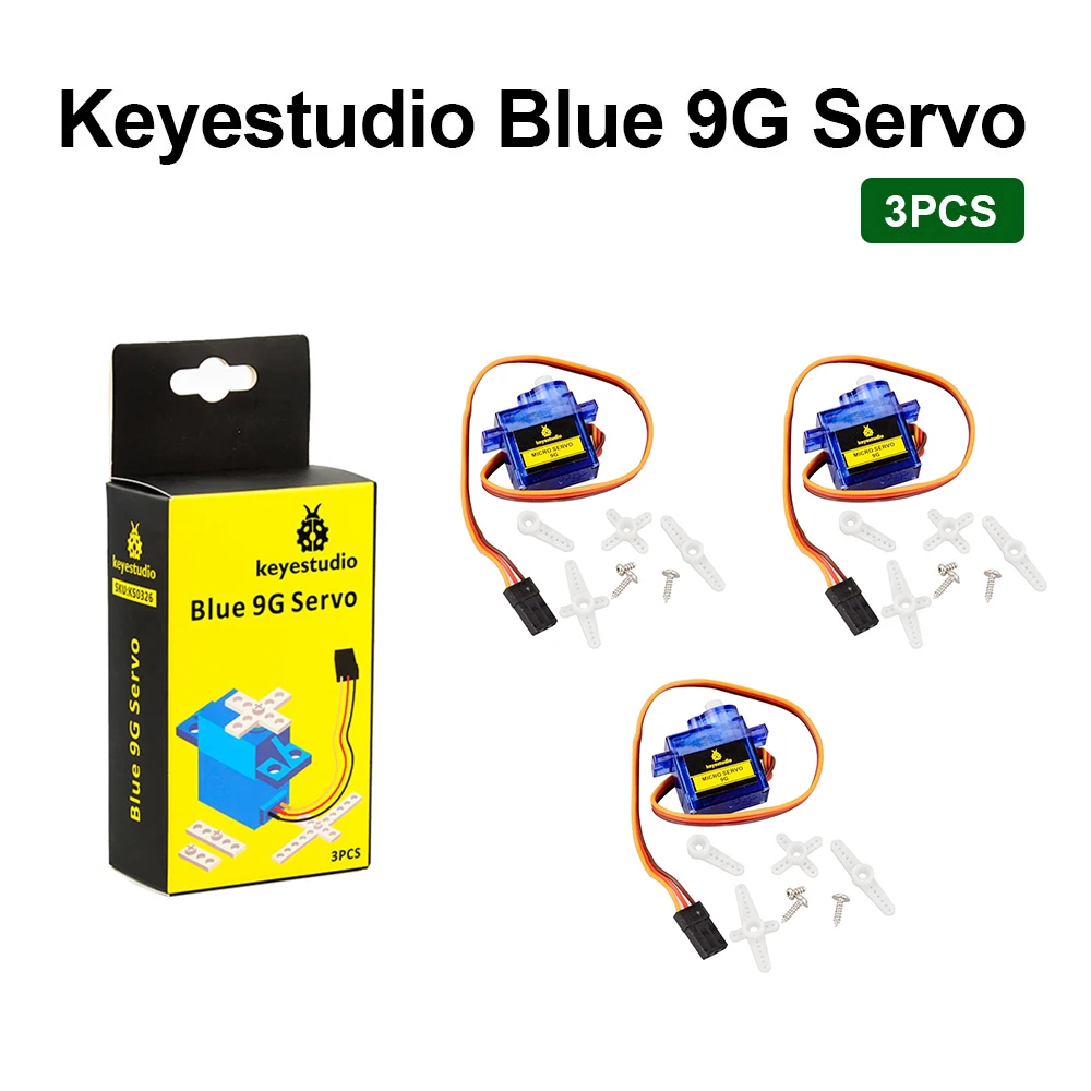 3 PCS Keyestudio MINI SG90 9G  90 Degrees Servo Motor  Blue with PH2.54 Connector  For Arduino Robot