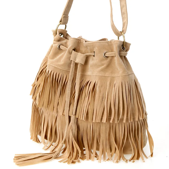 Bolsos 2015 Faux Suede Fringe Tassel Women Shoulder Bag Messenger Bag Vintage Style Girl Crossbody Bag Mujer Bolso Flecos