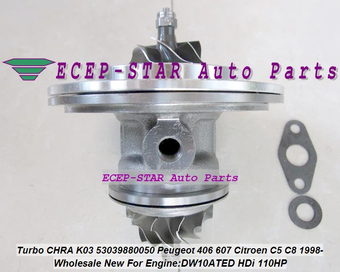 Турбокомпрессорный картридж (сердцевина) K03 53039880050 53039700050 для Citroen C5 C8, Peugeot 406 607 DW10ATED 2.0L HDi 1998- Турбокомпрессорный картридж (сердцевина) K03 53039880050 53039700050 для Citroen C5 C8, Peugeot 406 607 DW10ATED 2.0L HDi 1998-