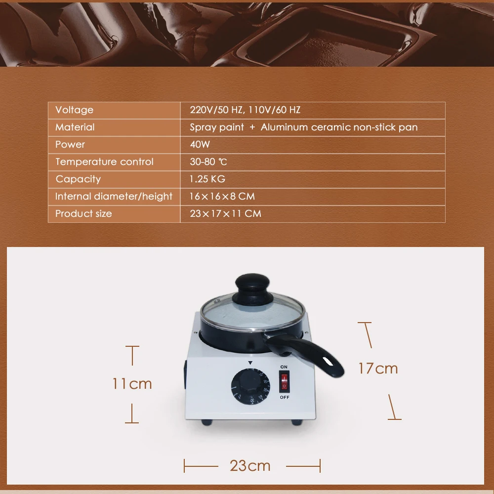 ITOP 40W Mini Electric Chocolate Melting Machine Single Pot Ceramic Non-Stick Pot Tempering Cylinder Melter Pan 220V 110V