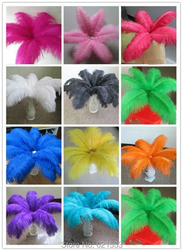 Wholesale!2000pcs/lot Multicolor Natural OSTRICH FEATHERS 10-12Inches/25-30cm FOR wedding 11colours available