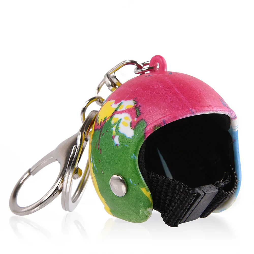 Cute Motorcycle Helmet Keychain Keyring Gifts for Women Men Car Bag Accessories Key Ring Pendants Business Xmas Gifts Kids Toy