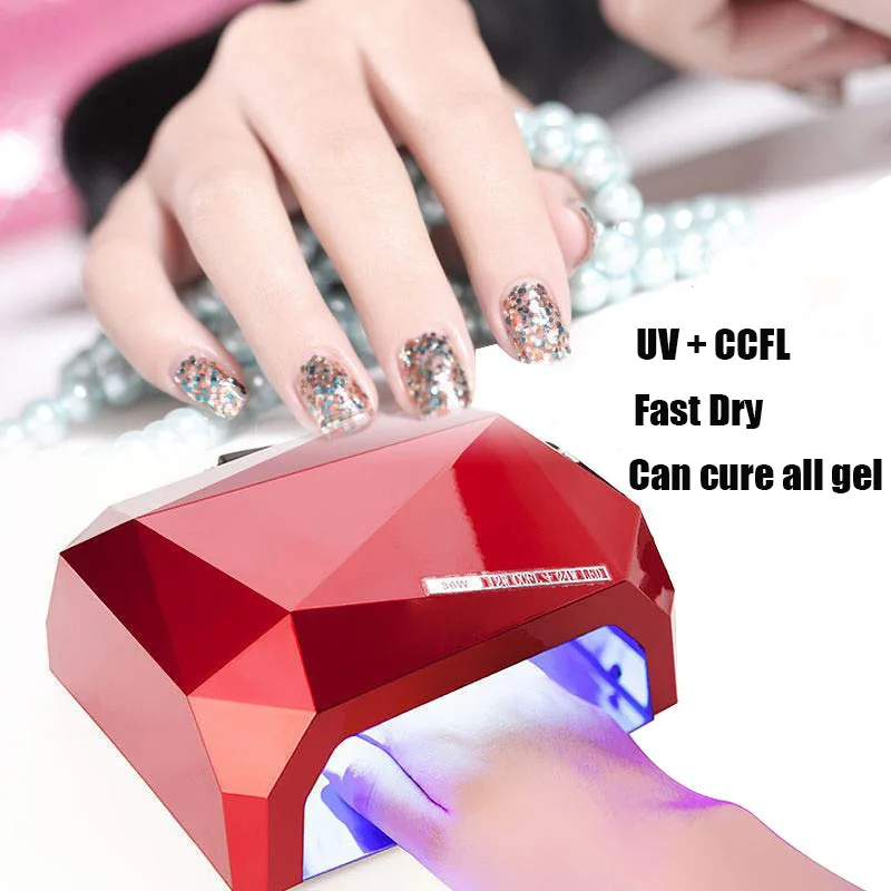 36W CCFL LED UV Gel Curing Cure Lamp Timer Dryer Beauty Nail Polish Tools 110v -240V