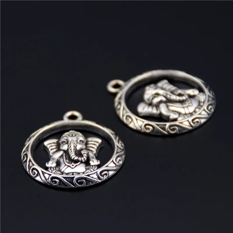 8pcs Tibetan Silver Color Elephant Ganesha Buddha Charms Pendants for Bracelet Necklace Jewelry Making DIY Handmade Craft A2499