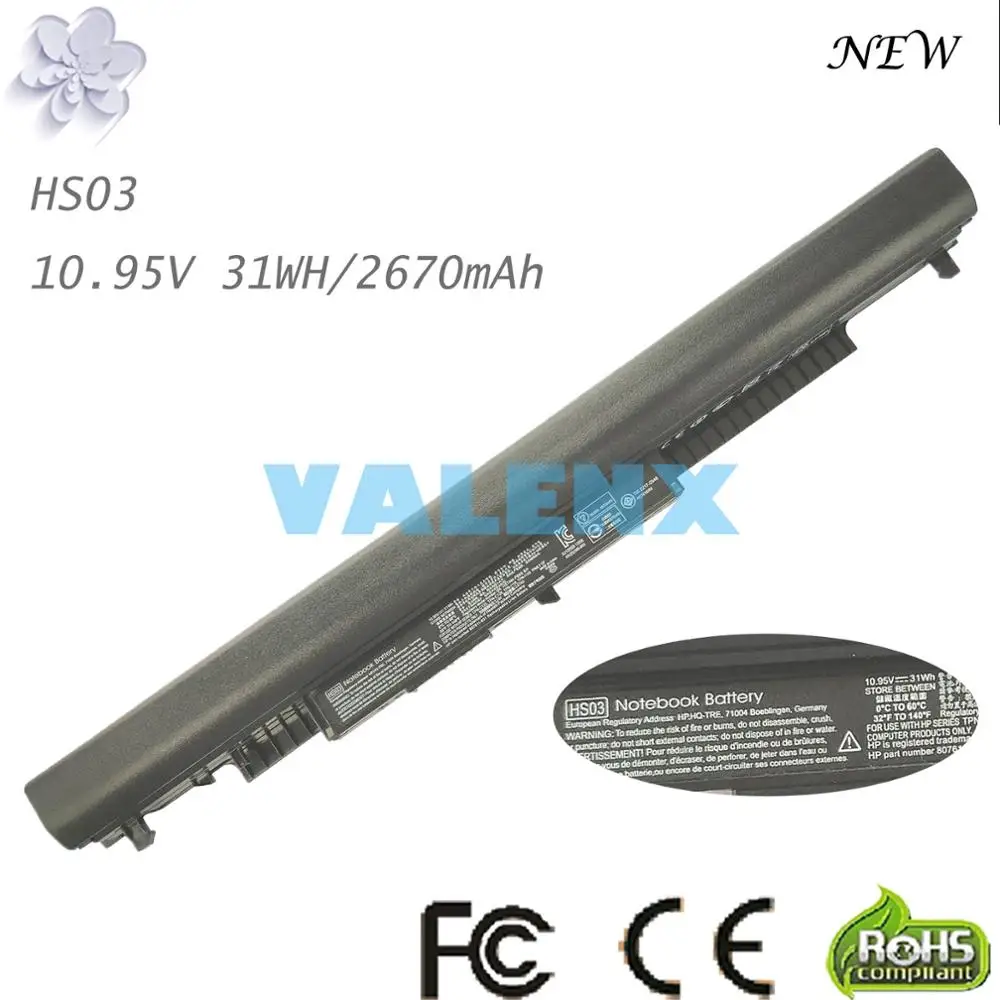 

10.95V 31Wh New laptop battery For HP 807957-001 HS03 HS03031 HS04 HS04041 HSTNN-LB6U 240 G5 250 G5 255 G5 256 G4 346 G3 348 G3