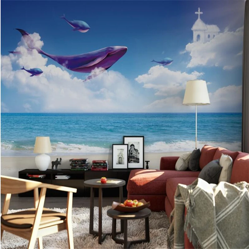 wellyu papel de parede Creative sea whale living room bedroom backdrop design wallpapers papier peint tapety behang wallpaper