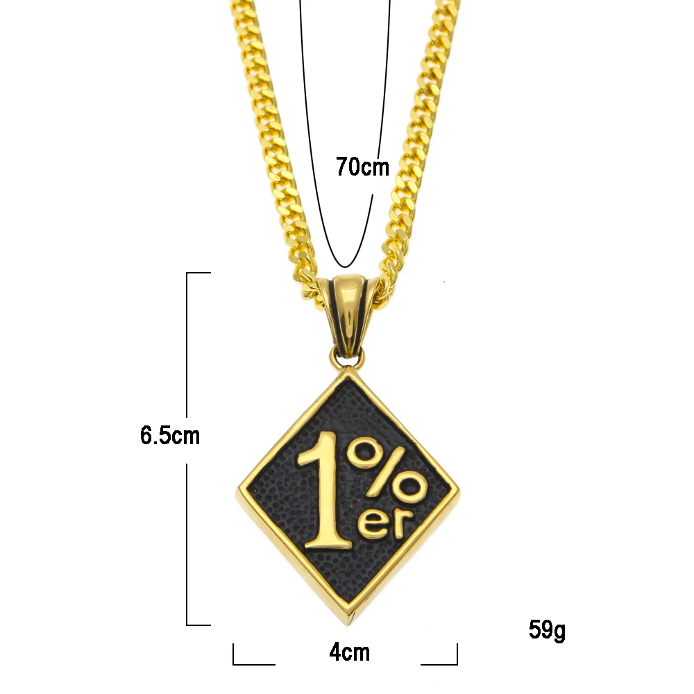 TBTK Square One Percent 1% ER Pendant Black Necklace Trendy Jewelry Stinless Steel Pendant Necklace