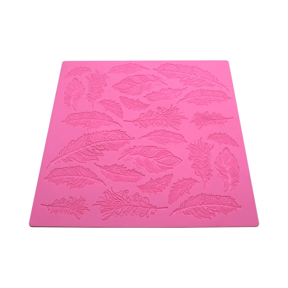 Feather Partten Cake Lace Mats Fondant Silicone Mold Fondant Cake Decorating Tools Cake Molds Kitchen Accessories