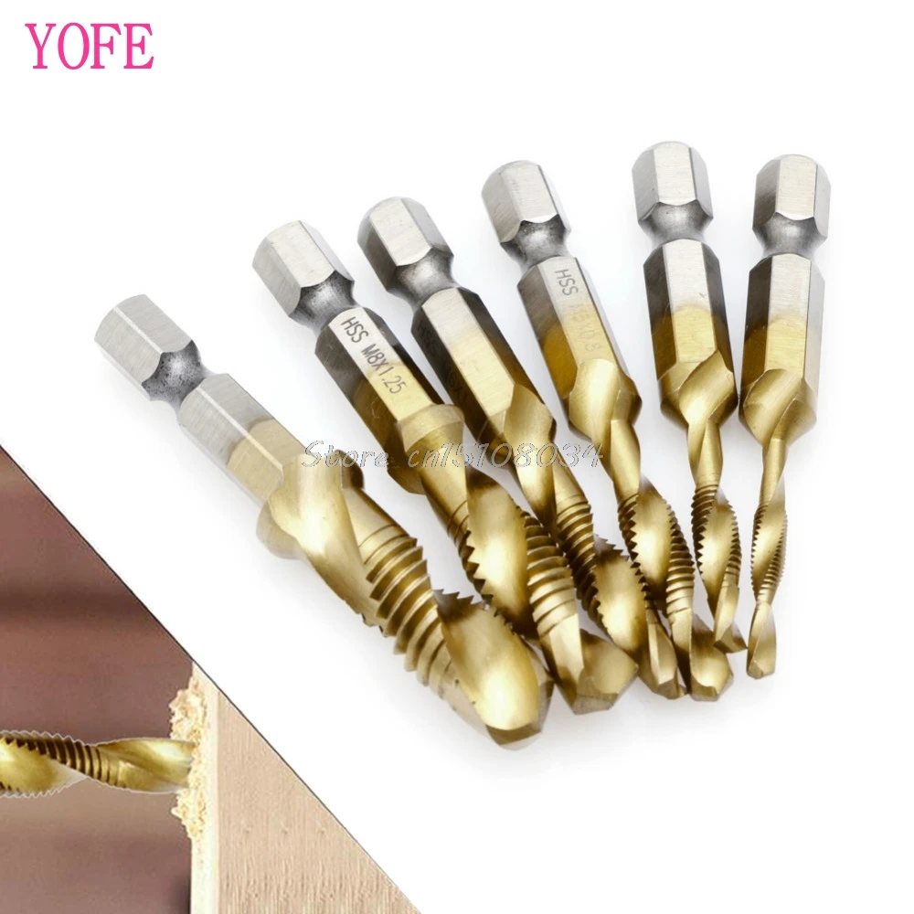 6 pcs Titanium Plated M3-M10 Hex Shank Drill Bits Wholesale Drop ShippingOh Susana's Gifts Store