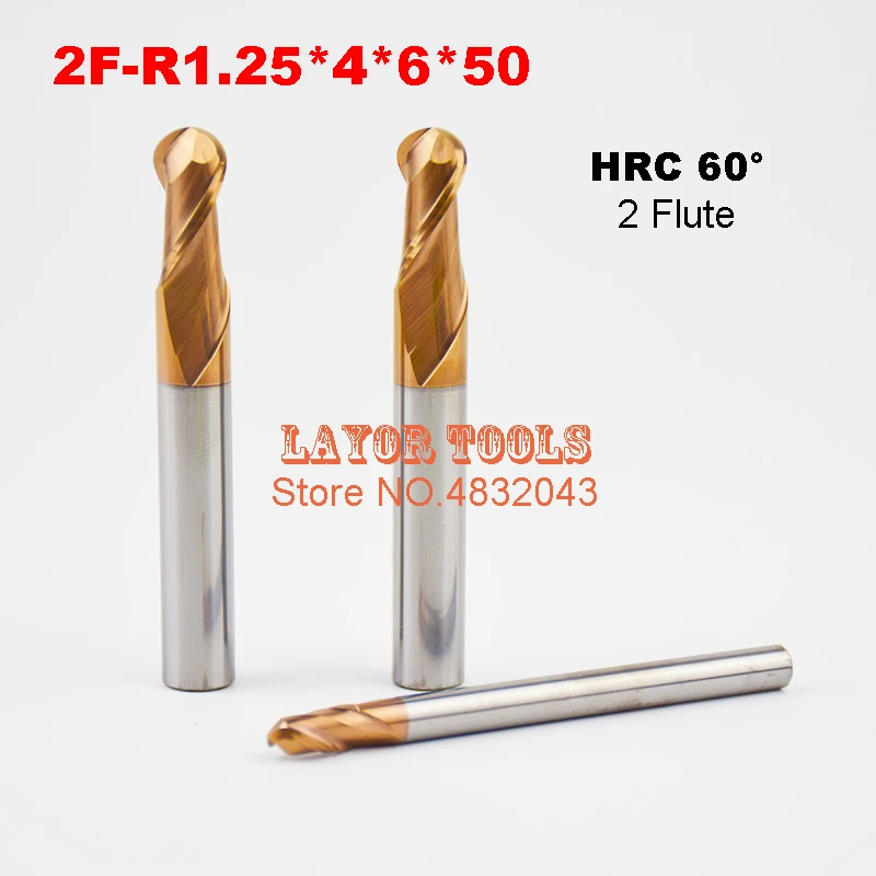 2F-R1.25*4*6*50 HRC60,carbide Square Flatted End Mills coating:nano TWO flute diameter 2.5 mm, The Lather,boring Bar,cnc,machine