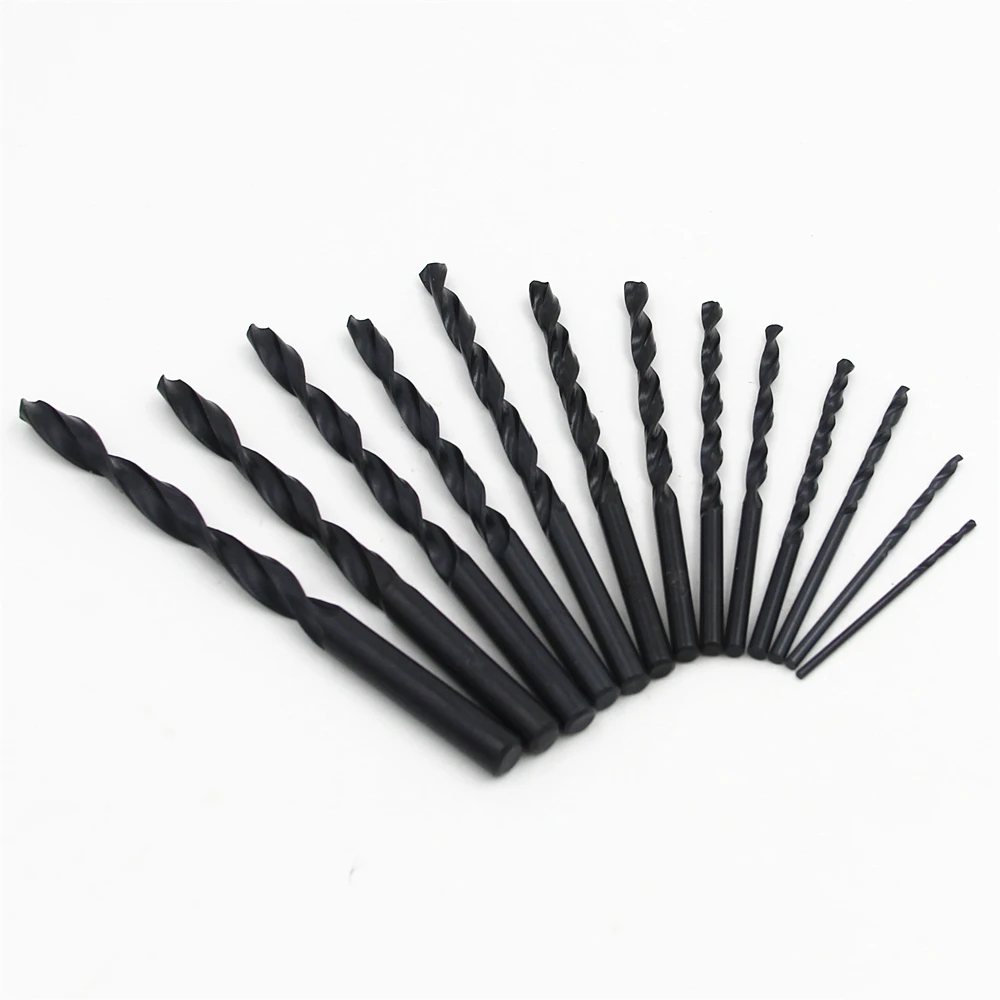 Black HSS 13Pcs/Set  Twisted Drill Bit Set Saw Set Steel Nitride Coated  1.5mm-6.5mm  Woodworker DIY High Quality