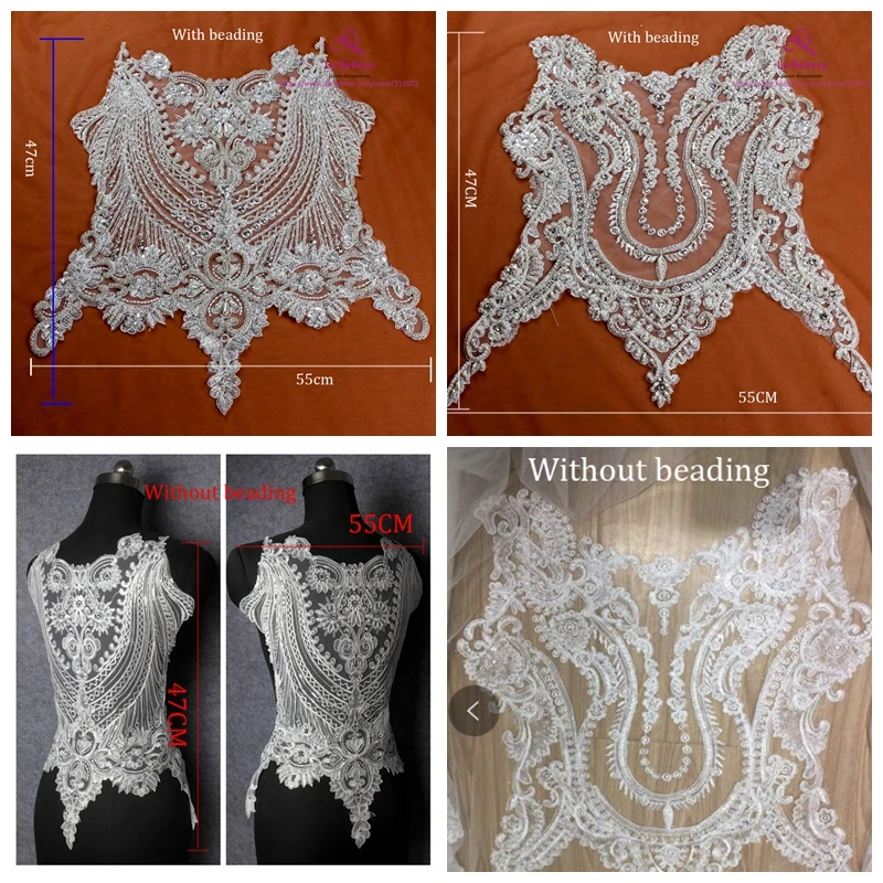 La Belleza 1 piece beading/without beading large applique wedding/bridal patch accesories