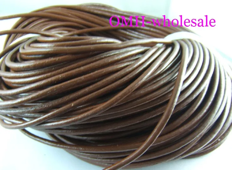 wholesale 2.5mm 5m Fashion Black red White blue coffee Real Leather Thread Cord For Necklace Bracelet without clasps Strands