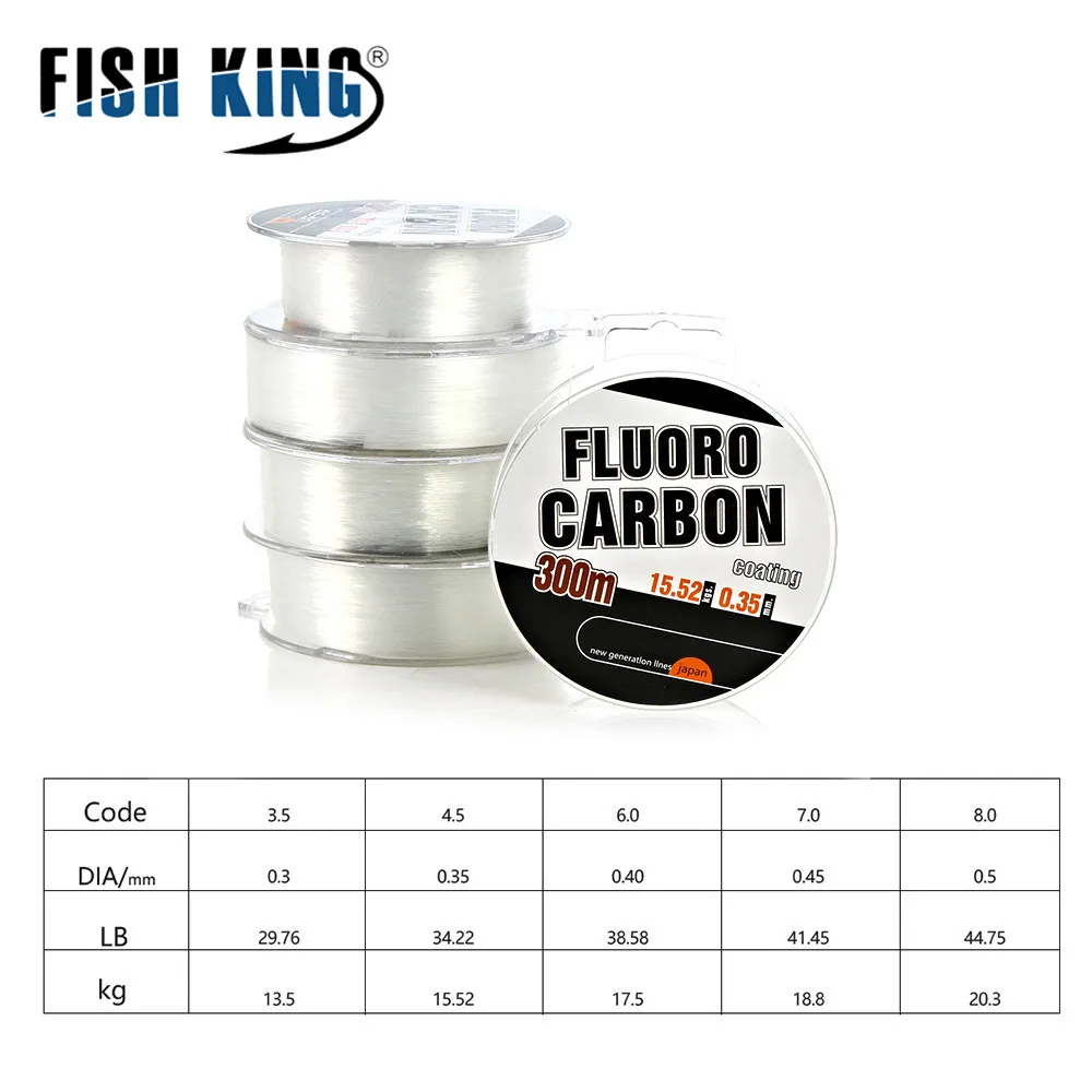 300M Carbon Fiber Coating Fishing Line 0.3-0.5MM 30-45LB FluoroCarbon Fly Fishing String Cord Wire Shock Leader Japan