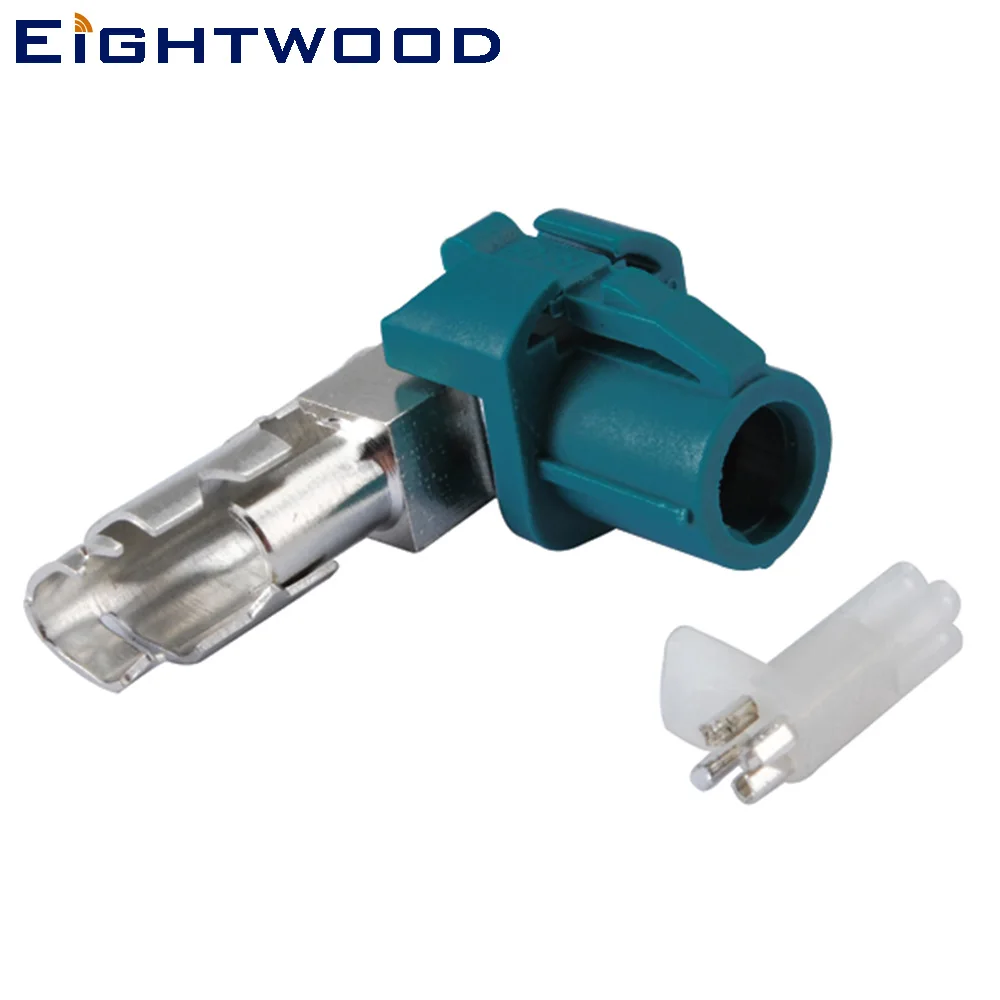 Eightwood Fakra HSD LVDS 4 Pin Connector Z Coding Water Blue/5021 Right Angle Plug Crimp for Dacar 535 4-Core Coaxial Cable 2PCS