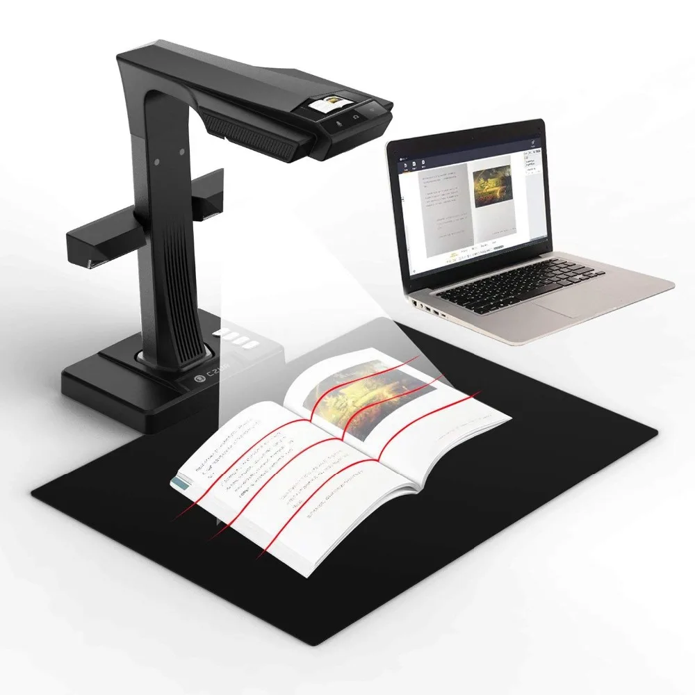 

ET16+ 16MP Smart Book Document Scanner with Innovative Side Light 187 Languages OCR Conclude Hand Foot Pedal for Mac and Windows