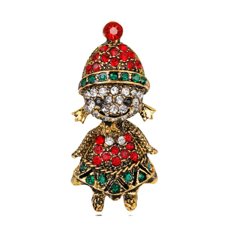 

30pcs/lot Christmas Girl Brooch Rhinestone Christmas Kids Brooch Pin