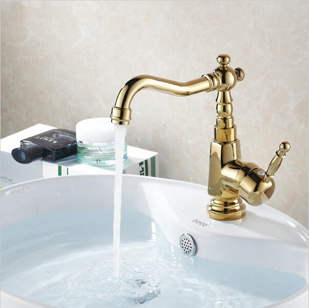 

Golden Basin Faucets Bathroom Mixer Taps Antique Finished Single Hole Sink Faucet Torneira Banheiro G1047