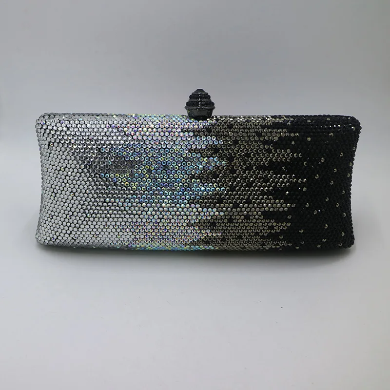 Wholesale Womens Black Crystal Box Hard Case Evening Bags and Clutches