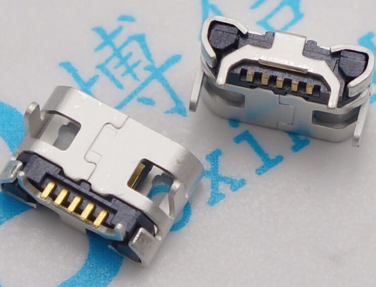 10pcs Micro USB 5pin no side Ox horn female usb socket Flat mouth four legs socket Mini usb connector 