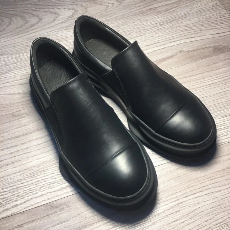 Mocassin Men Shoes 100% Genuine Leather Breathable Casual Sneakers Slip On Flats Lovers White Platform Shoes Luxury Trainers