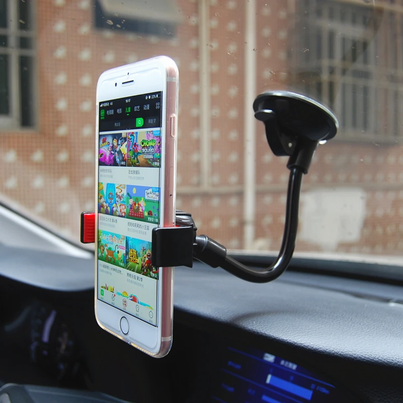 Beautymax-suporte para celular automotivo, para-brisas, base longa flexível, 360 graus, ajustável, iphone