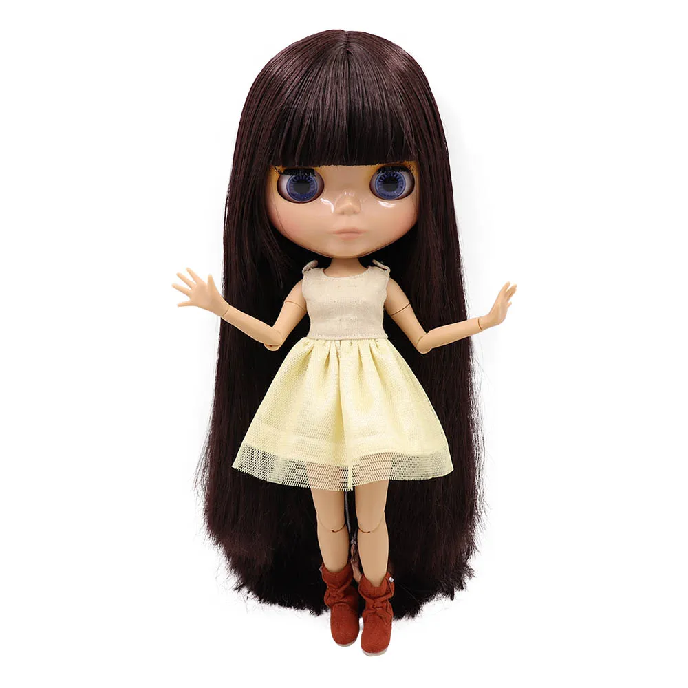 Blyth nude doll joint Body ICY deep brown hair Tan skin with bangs No.BL0312 DIY toy gift ICY BJD free shipping