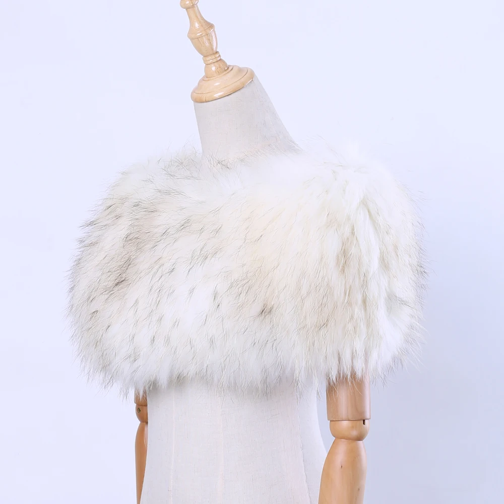 Écharpe en véritable fourrure de renard et de raton laveur pour femme, châle, pull d\'hiver, écharpe à la mode avec élastique