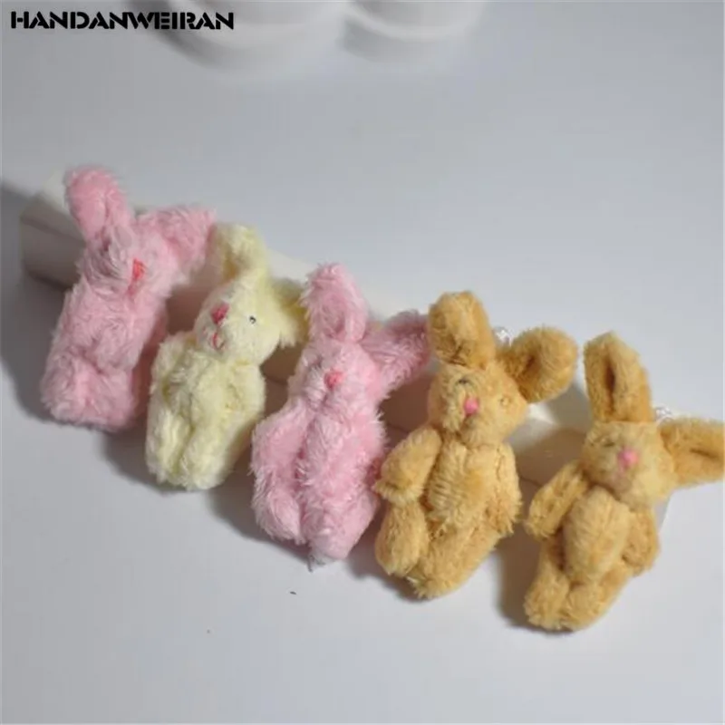 

5PCS Plush Joint Rabbit Toys Small Pendant Cute Long-Haired Bunny Toy 4 Colors For Kid Hot Sale 6CM HANDANWEIRAN