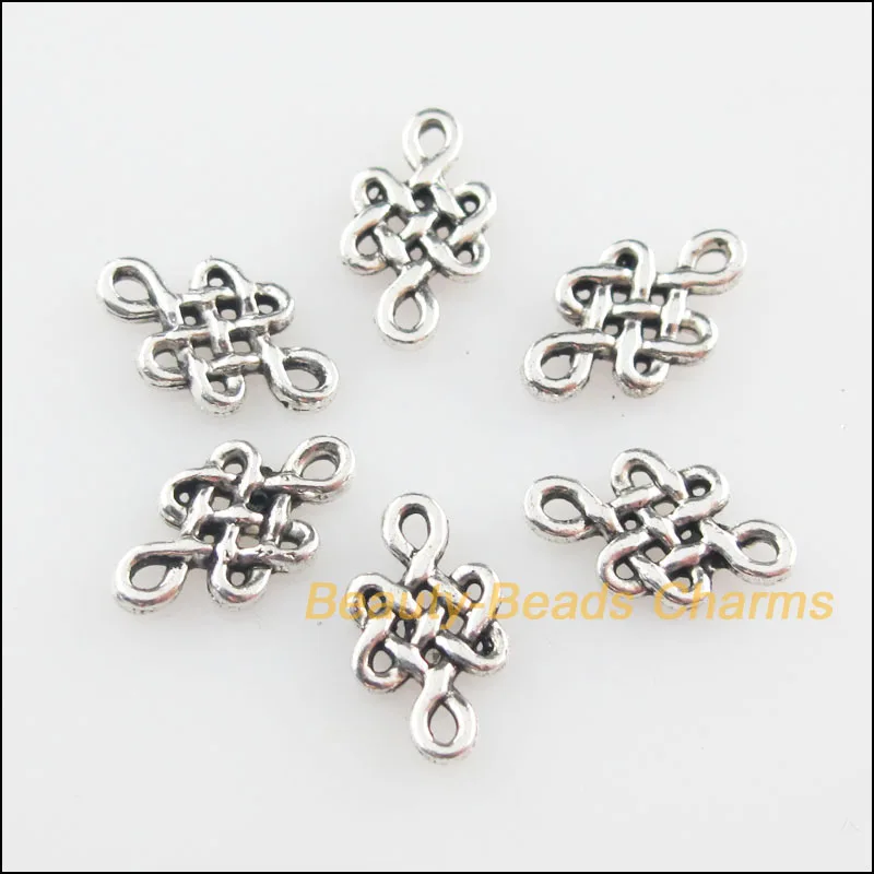 120 New Connectors Chinese Knote Tibetan Silver Color Charms 6x10.5mm