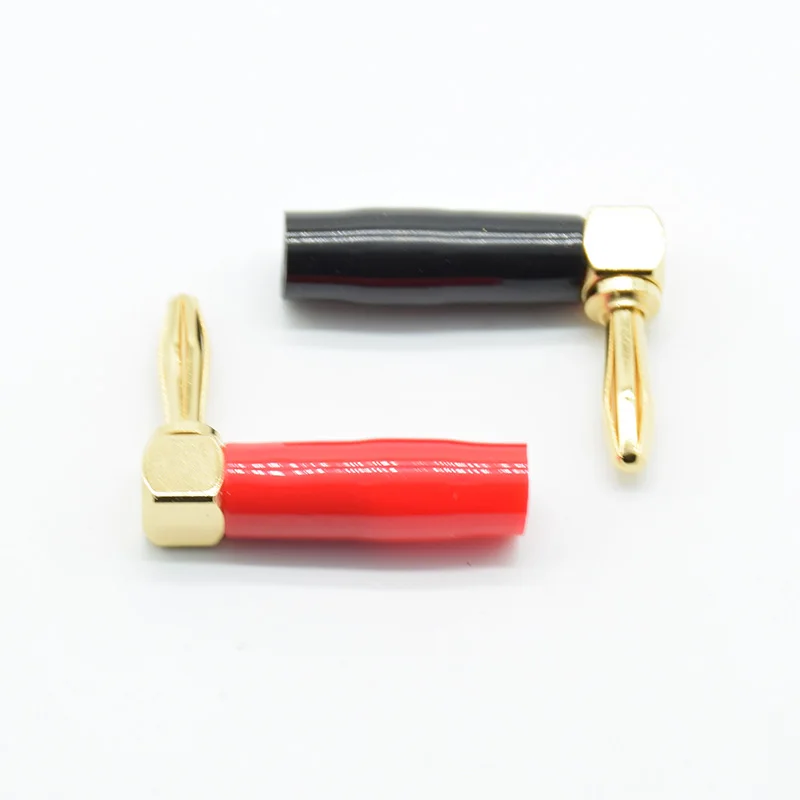 2pcs/1pair Right Angle 90 Degree 4mm Banana Plug Screw L Type  Binding Post Amplifiers Video Speaker Adapter Connector red black