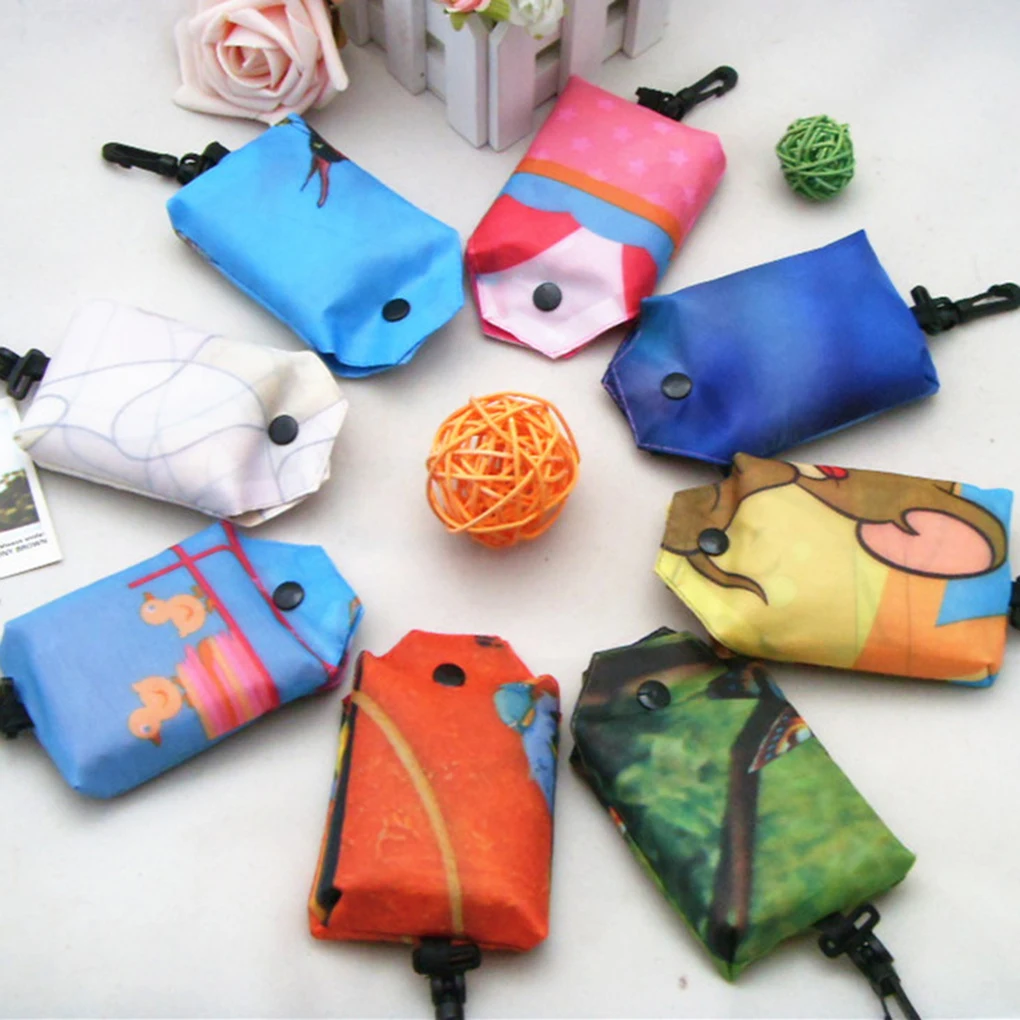 Resuable Polyester Handy Shopping Bag Recycle Storage Organizer Foldable Eco Friendly Tote Pouch Random Color