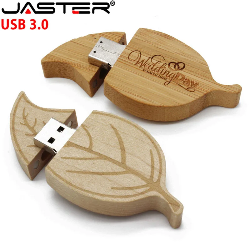 Kayu Alami Golden Leaf Usb Flash Drive Usb 2.0 De Memori Stick Flashdisk 32Gb Pen Drive 4GB 8Gb GB 16GB (Lebih dari 1 Pcs Gratis Logo)