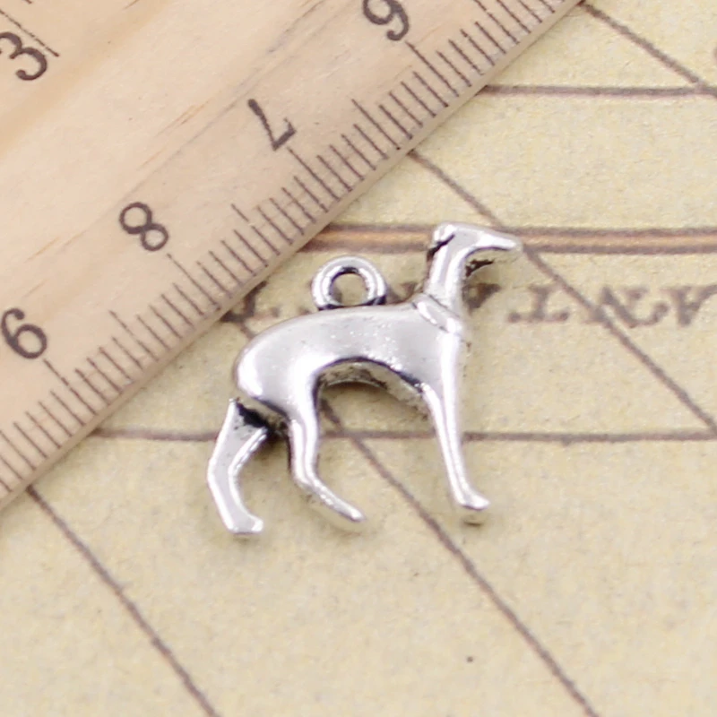 10pcs Charms Dog Grayhoud 20x20mm Tibetan Bronze Silver Color Pendants Antique Jewelry Making DIY Handmade Craft