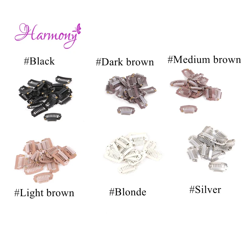 200Pcs 2.3Cm Haarverlenging Clips Met 7 Tanden Snap Metal Clips Met Siliconen Voor Clip In Menselijk Haar extensions Pruik Kam Clips