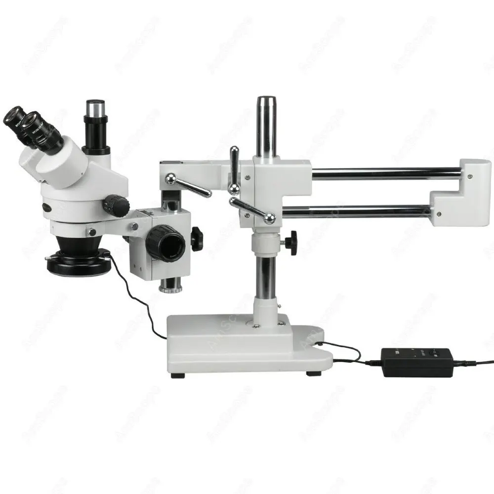 Trinocular Stereo Microscope--AmScope Supplies 3.5X-90X Trinocular Stereo Microscope with 144-LED Ring Light