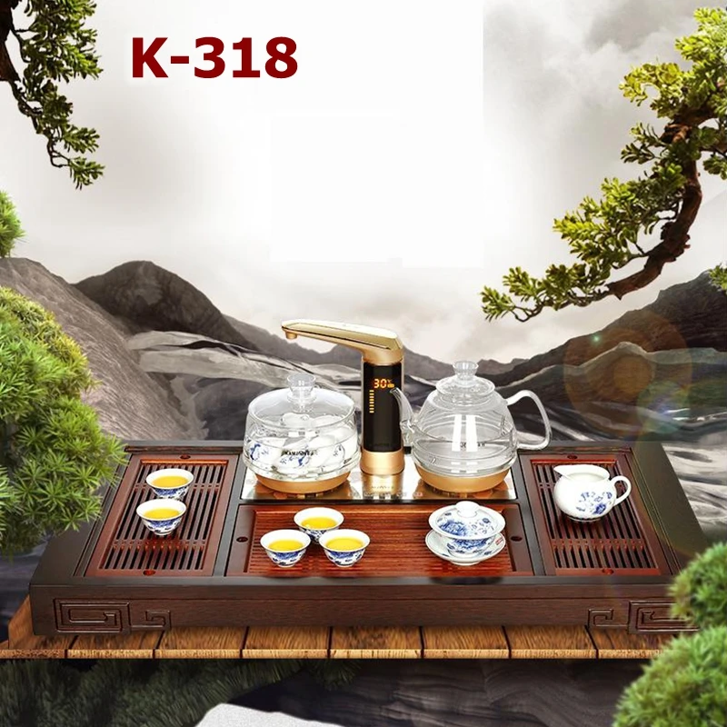 

KAMJOVE-Wenge Tea Tray, Wood Carving, Make Tea Machine, Intelligent Tea Art Stove, Combined Type Tea Set, K-318