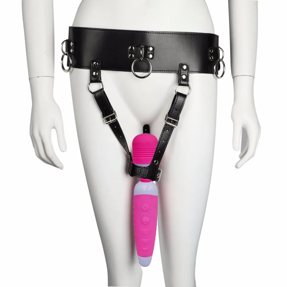 Sex Strapon BDSM Bondage Restraints Harness Belt Women Chastity Belt 12 Speeds Charging AV Wand Vibrator Sex Toys for Woman Girl