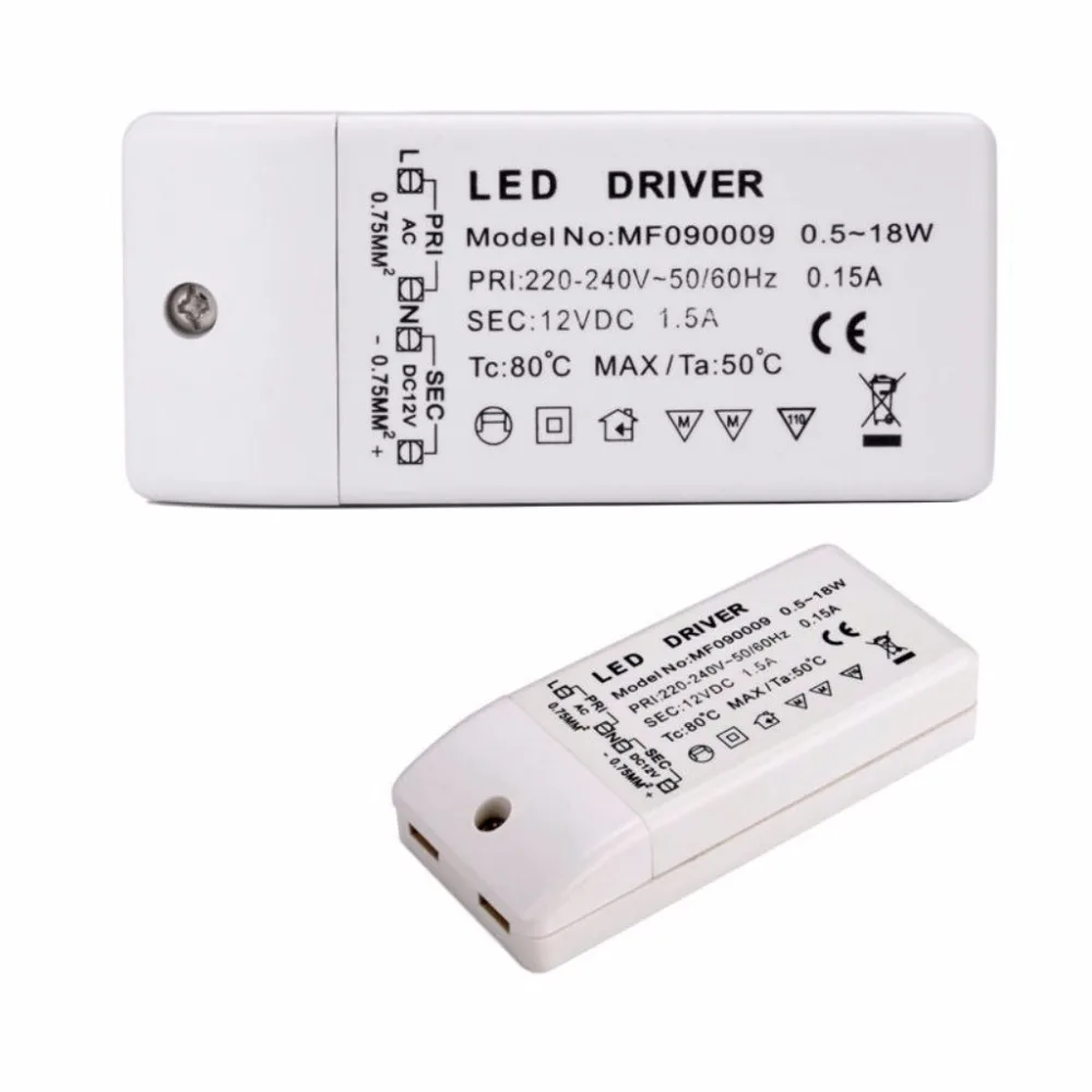 Trasformatore Driver LED 50w 30w 18w 12w 6w DC 12V uscita 0.8A 1A 2A alimentatore adattatore di alimentazione per lampada Led striscia Led Downlight