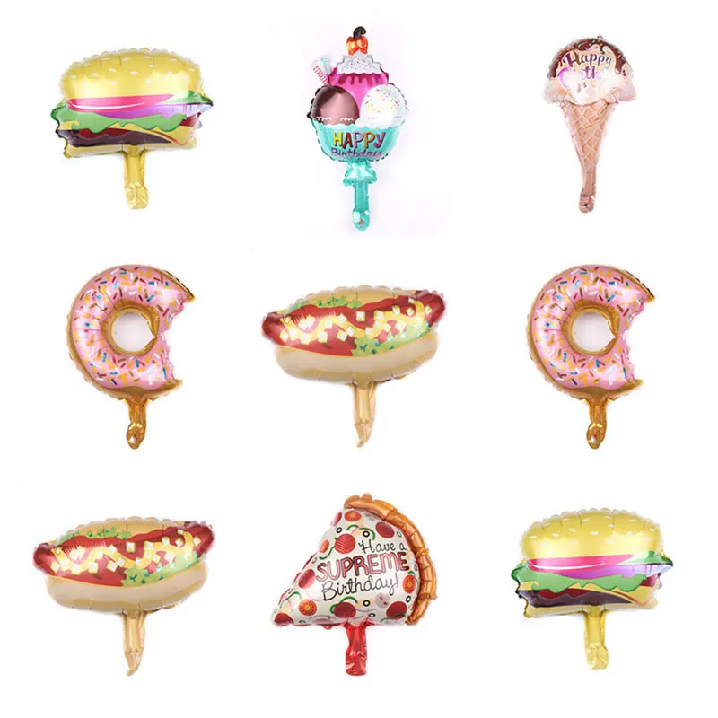 1PC Mini 40*30cm Ice Cream Burger Hot Dog Donut Balloon Aluminum Foil Balloons Birthday Party Decorations Kids Toy Globos