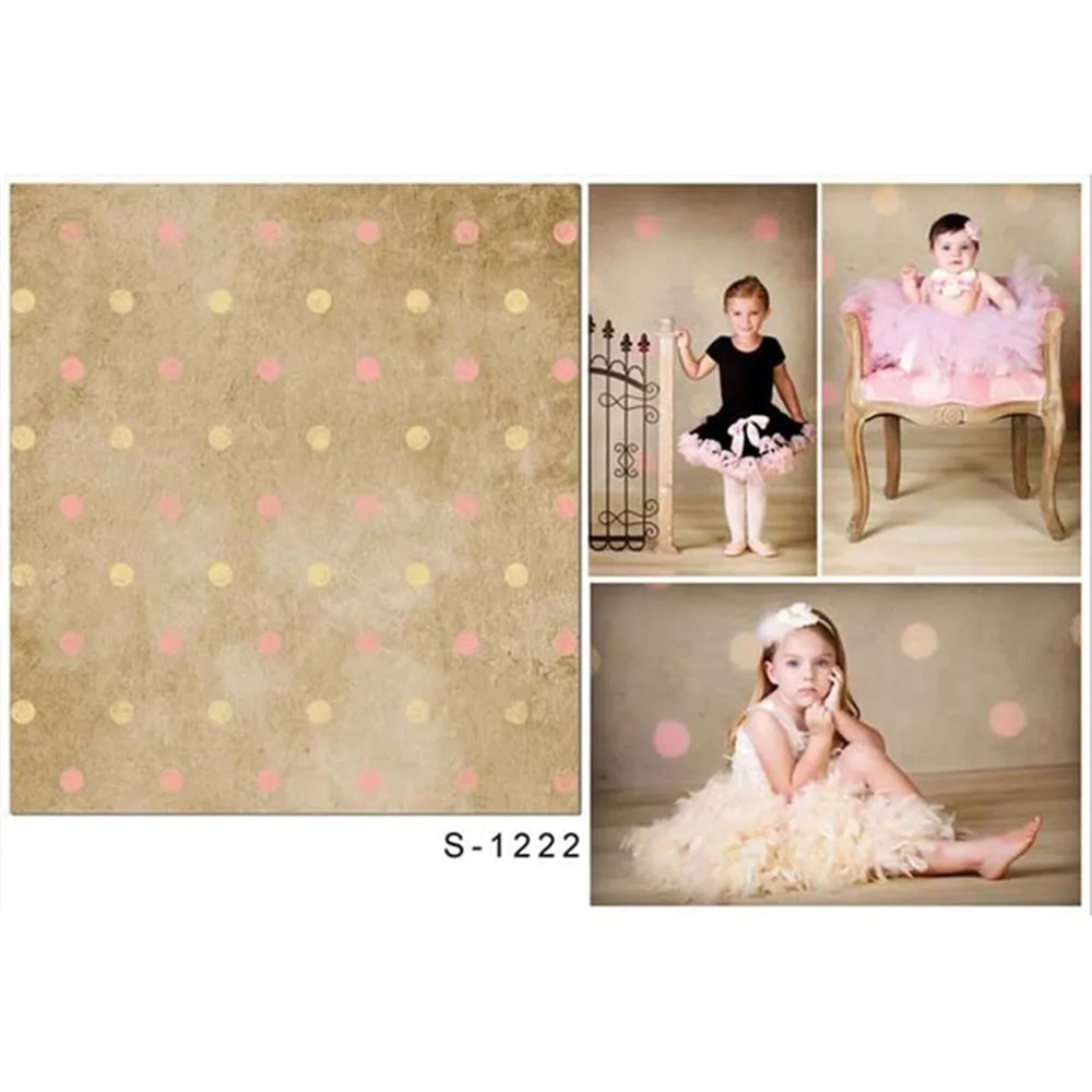 

Pink Yellow Polka Dots Photography Backdrops Vintage Baby Girls Newborn Photo Props Retro Style Kids Studio Portrait Backgrounds