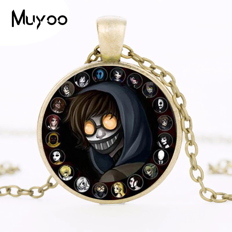 Fashion Accessory Gift For Kids Hot Creepypasta CREEPY PASTA TICCI TOBY Necklace Glass Bronze Pendant chain JEFF THE KILLER HZ1