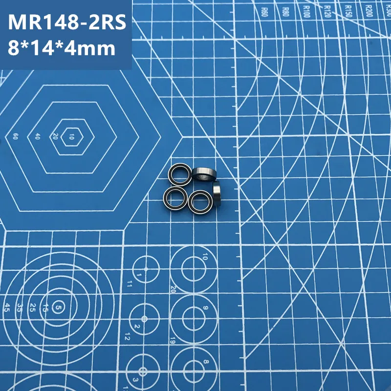 Free Shipping High quality 50PCS MR148-2RS (BLACK) 8*14*4 mm Miniature deep groove Ball Bearings MR148RS L1480 MR148