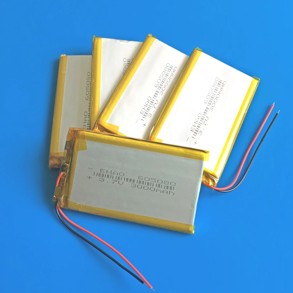 Lot 5 pcs 3.7V 3000mAh lithium polymer lipo rechargeable battery 605080 for GPS DVD PDA PAD power bank Tablet PC e-book camera