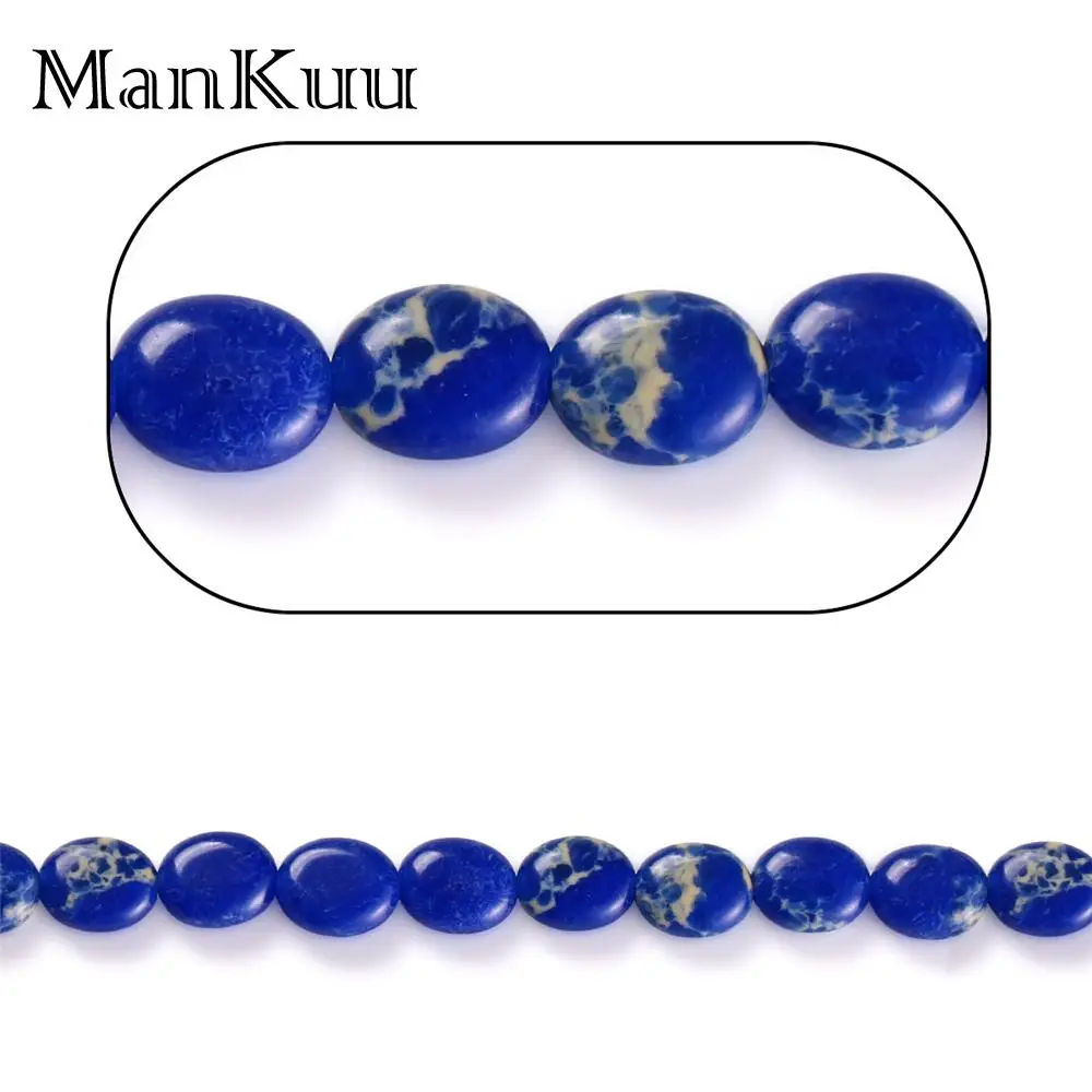 

Mankuu 8*10/12*16mm Oval Dark Blue Pattern Sea Sediment Jaspers Loose Beads Natural Stone Beads For DIY Jewelry Making 20pcs/Lot